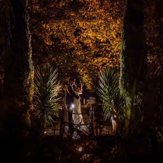 Autumn Night Photo at Barrel Waterfall Wedding Ceremony Location