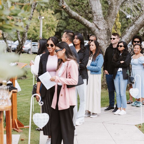 a group of people at open day