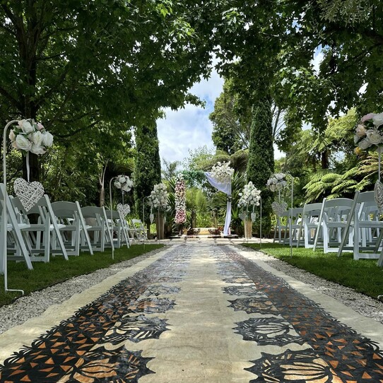 Cultural Aisle at Barrel Waterfall Wedding Ceremony