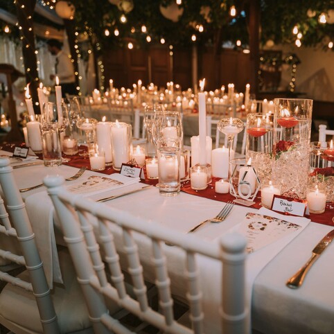 table set up with candles