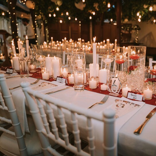 table set up with candles