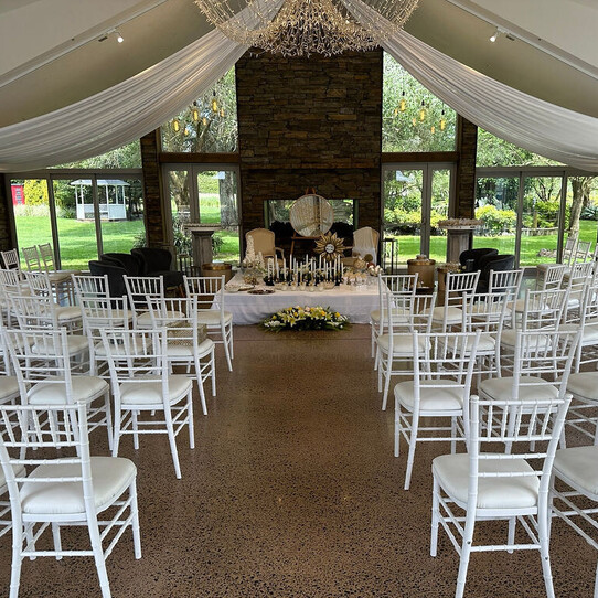 Stone Fireplace Indoor Wedding Ceremony