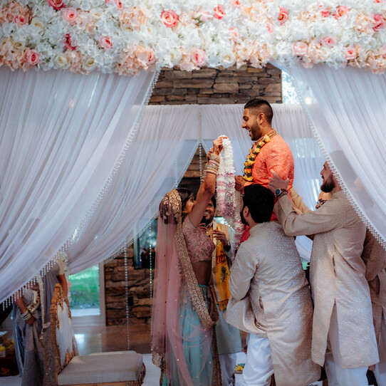Indoor Wedding Ceremony on Mandap