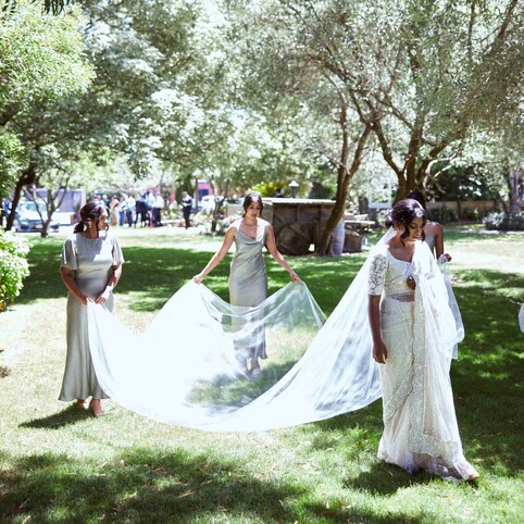 Indian bride with bride mates