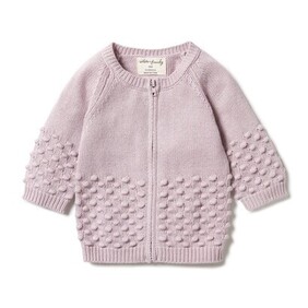 KNITTED SPOT CARDIGAN - LILAC ASH