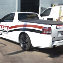 Ute with a branded vinyl wrap