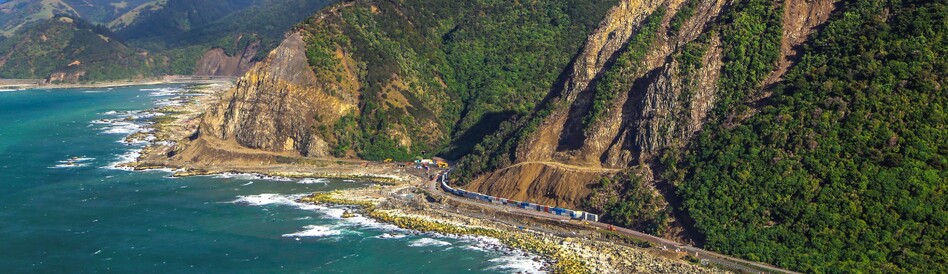 Kaikoura Recovery sea wall landscape shot