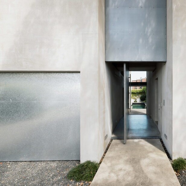 Plastered Concrete Masonry Brutalist Design