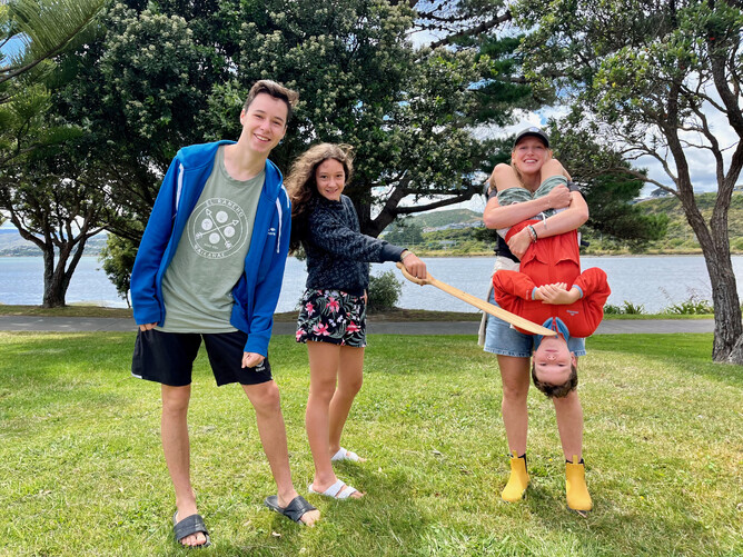 Catching up with family in New Zealand = Good memories. Also an appropriate time to use your cutlass