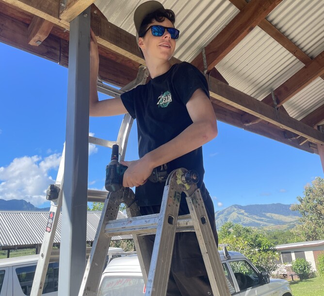 Josh enjoying a day on the building site