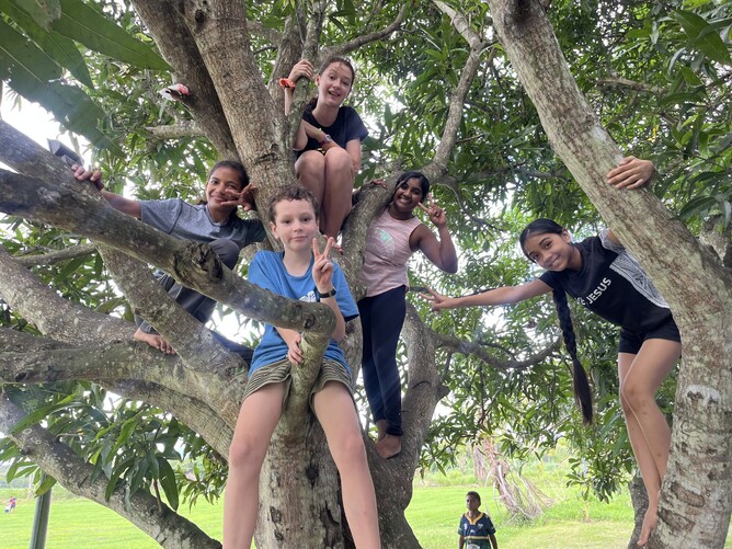 Hanging out at a church picnic
