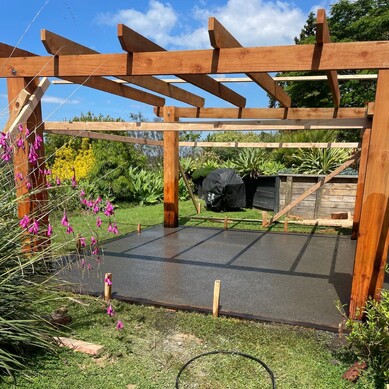 outdoor garden pergola on a concrete slab