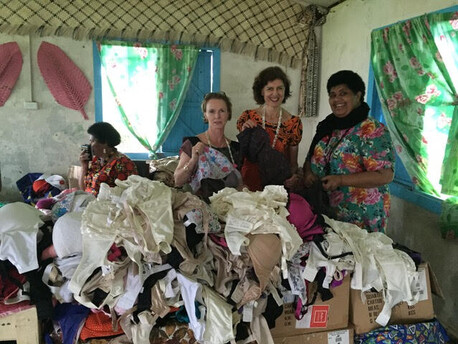 Elina, Anna, Pauline & Milika sorting bras in Fiji