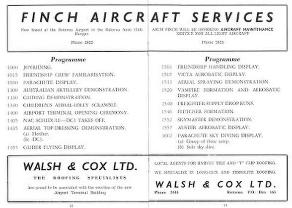 Rotorua Printers (1964). Rotorua Airport official opening: Saturday, 3rd October, 1964. Rotorua Printers.