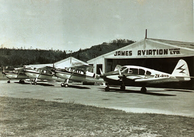 James Aviation Fleet - Fenton Street Aerodrome, photograph by John Scott (b.1934, d.2000) Rotorua Museum Te Whare Taonga o Te Arawa (CP-2213)