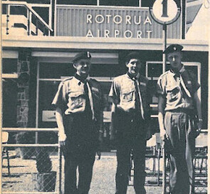 Air Scouts at opening of new Rotorua Airport 1964. Published in Rotorua Photo News, Oct 24th edition, Photographer Michael Burton.
