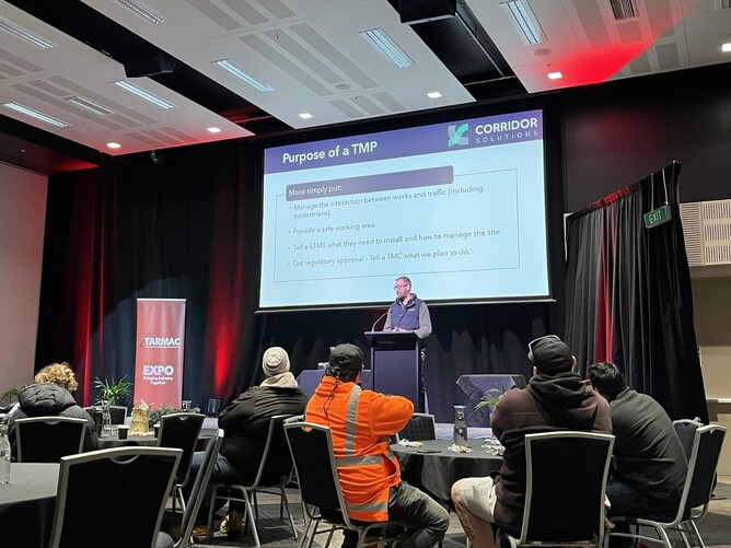 Ashley Green from Corridor Solutions presenting at the TARMAC25 on Demystifying NZGTTM Risk Assessment