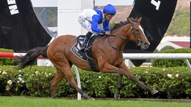 Michael McNab guides classy juvenile Archaic Smile to victory in the Listed IRT Wellesley Stakes (1100m) at Trentham. - Photo: Race Images Palmerston North