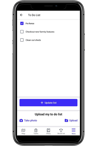 The to-do list on the mobile app