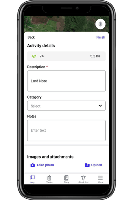 Land note on the mobile app