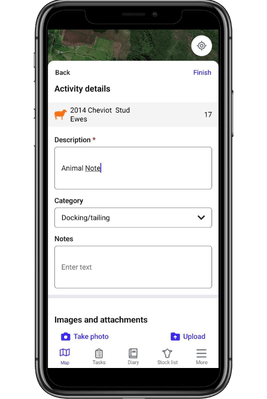 Animal note on the mobile app