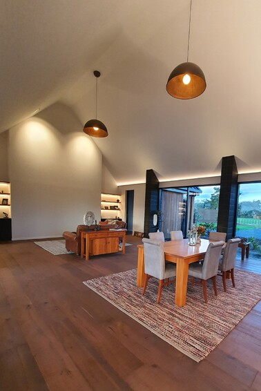 large copper lighting installation 