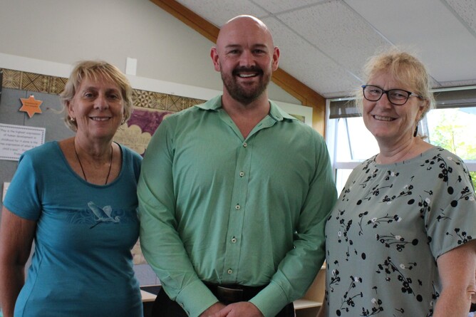 McKenzie Centre director Trisha Benge, left, with Legacy Funeral's Jordan Goss and Business Support coordinator Lillian Martin.