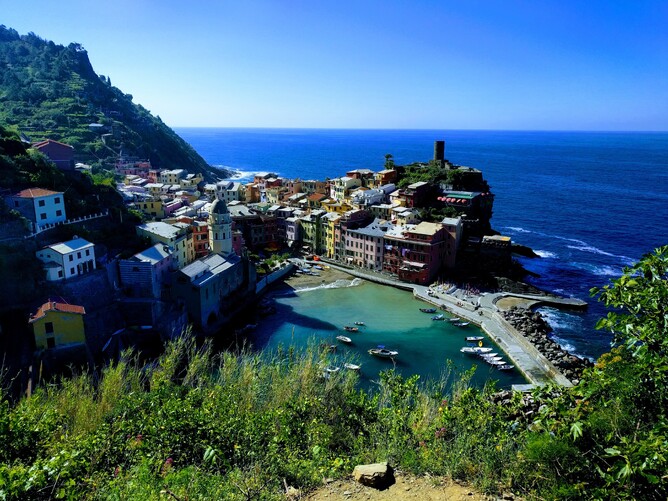 View over Cinque Terre town, Italy.