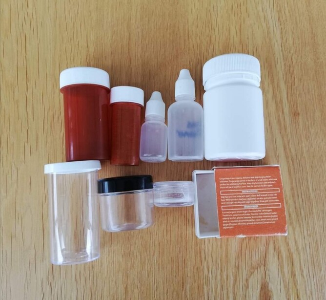 A mixture of travel containers to pack light.