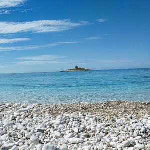 Pebbles and sea in Hvar, Croatia
