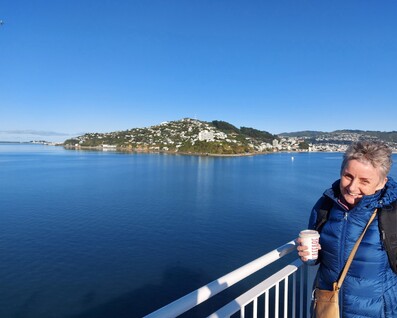 Woman on boat travelling light.