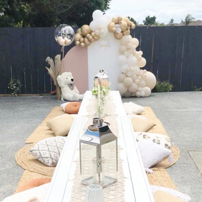 BABY SHOWER - A special celebration for a special new addition. Include our giant white teddy for extra cuteness!