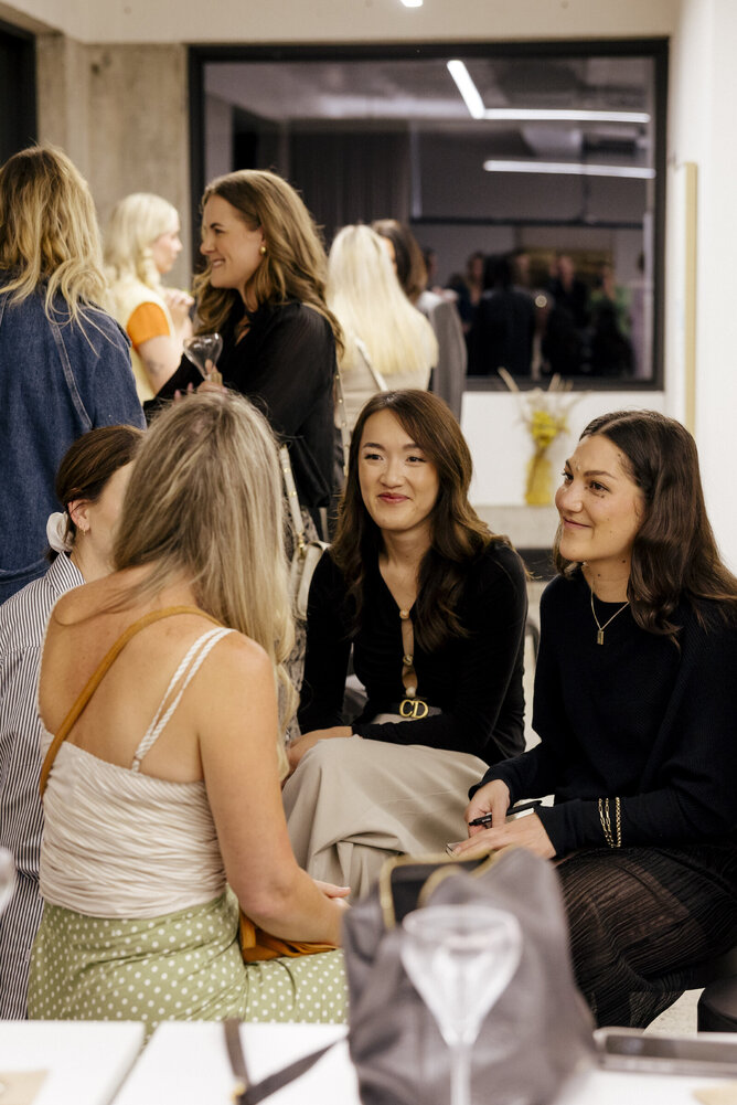 Biz & Sip - The Confidence Panel. Guests networking post-panel including Liz , co-owner of Found Store (Pictured Far-Right).