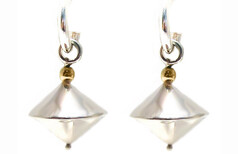 Sterling silver & 18ct yellow gold earrings, conical, Marc Bendall, Jewellers, Christchurch