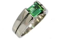 Baguette Tourmaline set in Palladium ring