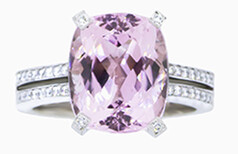 Marc Bendall, Kunzite diamond ring, nz jewellery designer