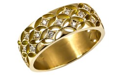 Filagree ring, round brilliant diamonds set in 18ct yellow gold, Marc Bendall, diamond rings, christchurch