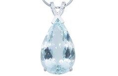 Aquamarine diamond pendant 18ct white gold, Marc Bendall, Jewellers, Christchurch