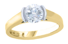 Round brilliant diamond ring set in Platinum & 18ct yellow gold, Marc Bendall, engagement rings, chch