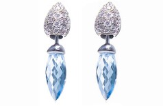 Diamond, Topaz drop earrings, Marc Bendall, Jewellers, Christchurch