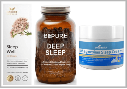 Harker Herbals Sleep Well, BePure Deep Sleep & Good Health Magnesium Sleep Cream.