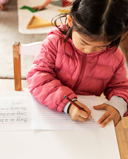 Montessori learning – independent writing, North Shore Auckland