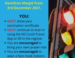 Get vaccinated to come to the Hamilton Masjid from 3 December 2021