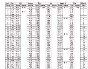Hamilton prayer times released for July 2022