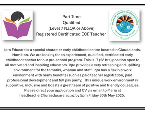 Part Time Role Opening - IQRA Educare