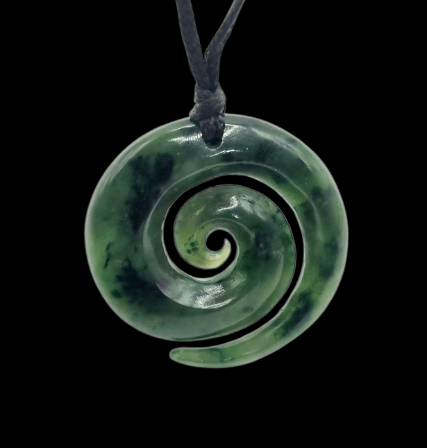 Genuine Hand Carved NZ Greenstone Pounamu Koru Pendant