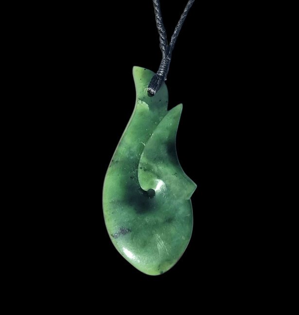  Genuine Hand Carved NZ Greenstone Pounamu Fish hook Pendant