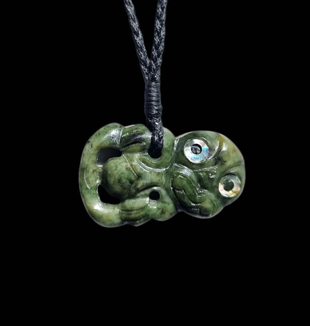  Genuine Hand Carved NZ Greenstone Pounamu Hei Tiki Pendant