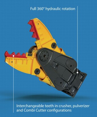 a brand new Italian designed and manufactured Indeco Multiprocessor head attachment for excavators