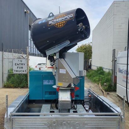 Screenpod S45 dust cannon with optional trailer & generator setup